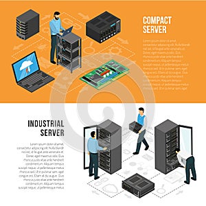 Datacenter Isometric Horizontal Banners