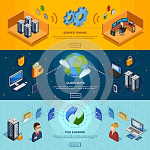 Datacenter Isometric Horizontal Banners