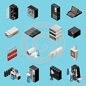 Datacenter Isometric Icon Set