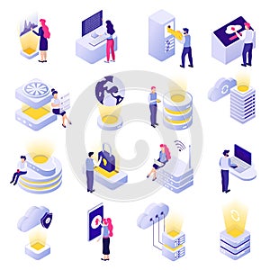 Datacenter Isometric Icons Background