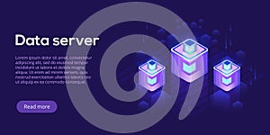 Datacenter isometric vector illustration. Abstract 3d hosting se