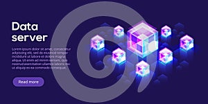 Datacenter isometric vector illustration. Abstract 3d hosting se