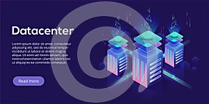 Datacenter isometric vector illustration. Abstract 3d hosting se