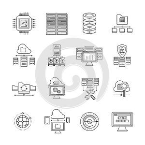 Datacenter Linear Icons Set