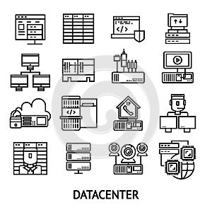 Datacenter Monochrome Icons Set