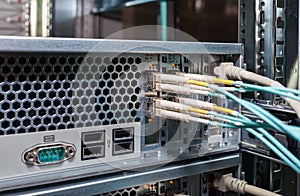 A datacenter Server with Fiber optic connection