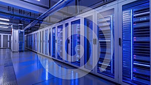 The datacenter with server racks. AI generated