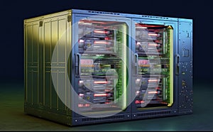 a datacenter server with servers in the background