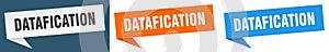 datafication banner. datafication speech bubble label set.