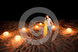 Date, beach, candle