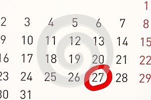 Date Circled On A Calendar.