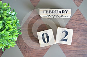 Date of February with leaf on diamond.