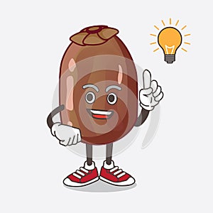 Date Fruit cartoon mascot character get an idea