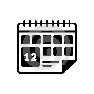 Black solid icon for Date, agenda and holiday
