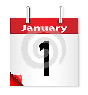 Date January 1st on White Background