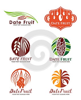 Date Palm Fruit logo vector set design