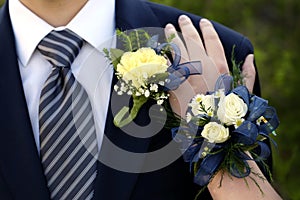 Date Prom Flowers Formal Wear Corsage photo