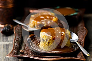 Date pudding with caramel photo