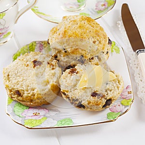 Date Scones with Butter
