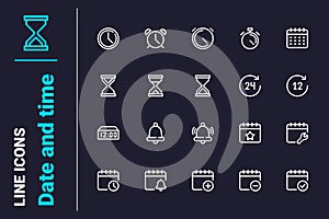 Date and time related symbols icons set