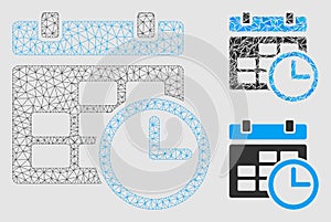 Date and Time Vector Mesh Wire Frame Model and Triangle Mosaic Icon