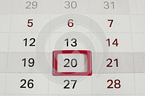 date of today shown by white calendar