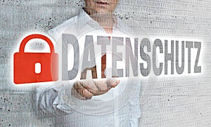 Datenschutz in german privacy policy with matrix and businessm