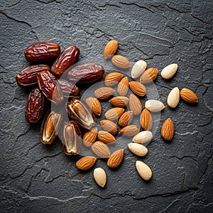 (Phoenix dactylifera) are a rich brown color with a glossy texture,