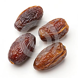 Dates arranged in a white bowl