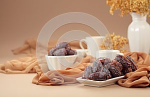 Dates on a beige background