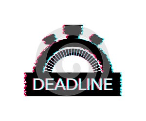 Dates and Deadlines icon. Glitch icon. Time icon. Lack of time concept. Vector illustration.
