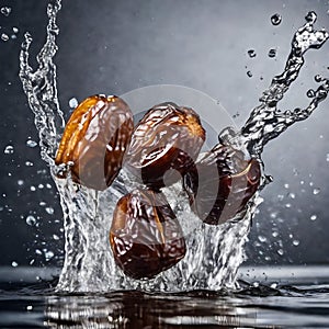 Dates Dipped in Water Splash for Striking Product Photography