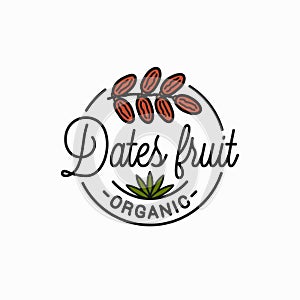 Dates fruit logo. Round linear of dates branch