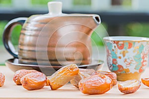 Dates fruit with tea cup