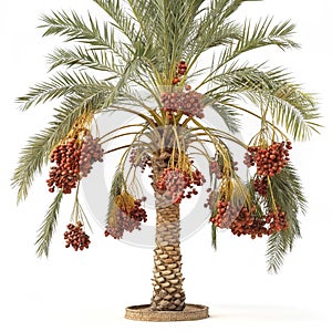 Dates fruit tree on white background