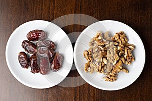 Dates fruit and walnuts, Ramadan food of dates and walnuts
