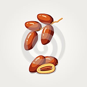 Dates Fruits Food for iftar in Ramadan. flat illustration vector isolated background
