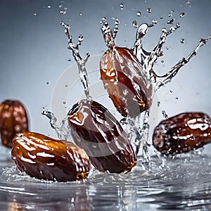 Dates with Water Splash in Product Photography