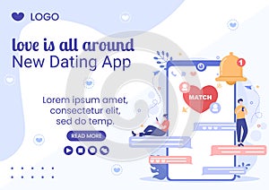 Dating App For a Love Match Brochure Template Flat Design Illustration Editable of Square Background Suitable to Social Media