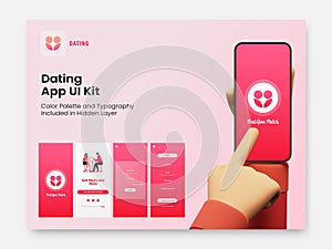 Dating App UI Kit for Responsive Mobile Application or Website with Multiple GUI Including Login, Sign Up, Create Account Type