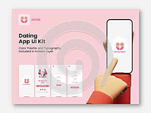 Dating App UI Kit for Responsive Mobile Application or Website with Multiple GUI Including Login, Sign Up, Create Account Type
