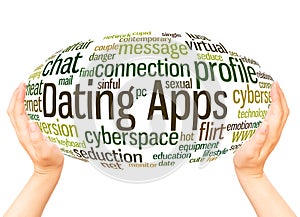 Dating Apps word cloud hand sphere concept