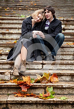 Dating couple at fall