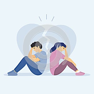 Dating couple having conflict. Flat vector illustration.