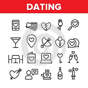 Dating Love Collection Elements Icons Set Vector