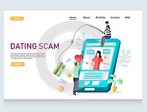 Dating scam vector website landing page design template photo