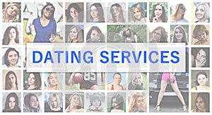 Dating services. The title text is depicted on the background of