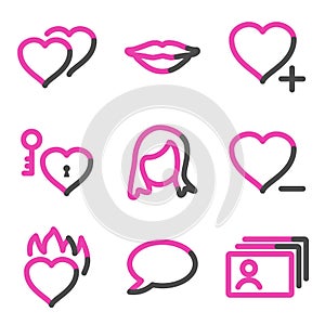 Dating web icons, pink contour series