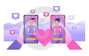 Dating website, social media  relationship concept