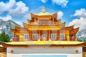 Datsan - Palace of the goddess Yanzhima on a clear summer day, Barguzinskaya Valley, Buryatia, Russia.